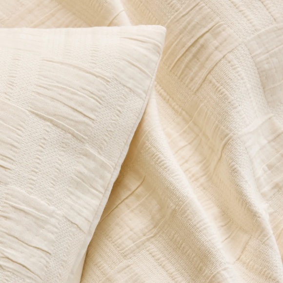 Quince Bedding Nwot Quince Checkered Matelasse Duvet Cover Undyed